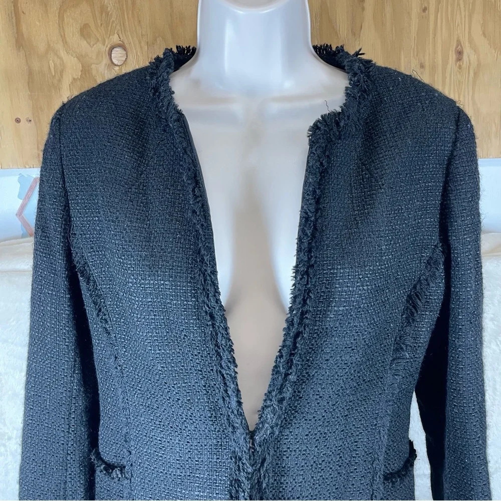 Ann Taylor black Boucle tweed jacket blazer business casual women’s size 0 - Picture 7 of 10